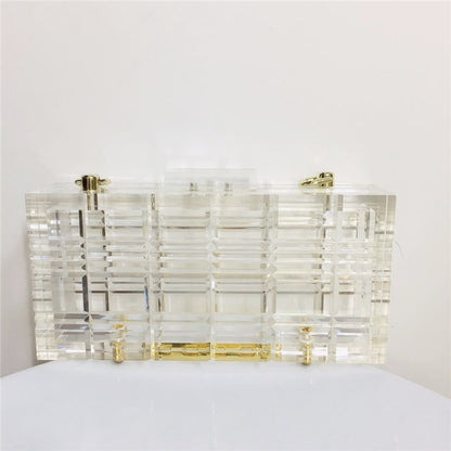 rectangle check transparent acrylic dress bag