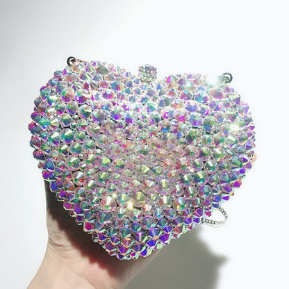 love shaped full diamond bag crystal dinner