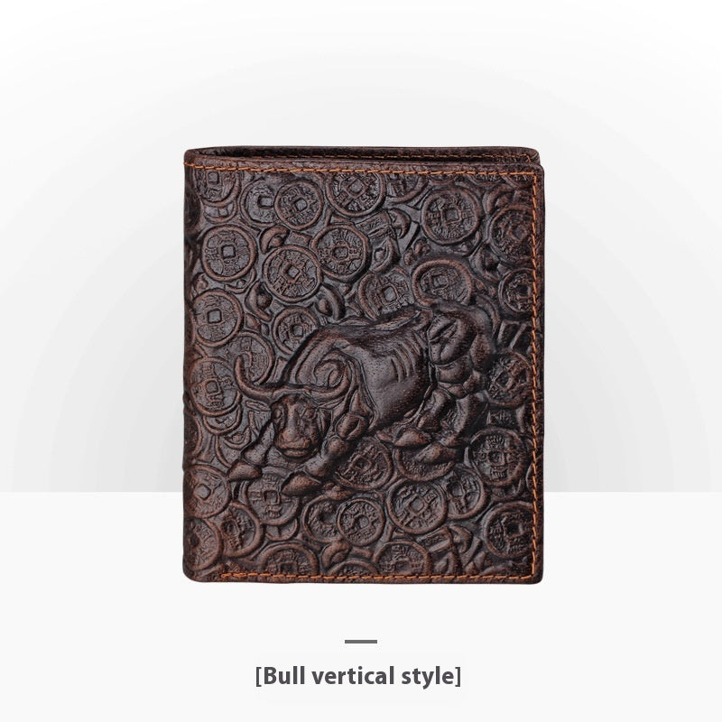 personalized retro handmade embossed leather wallet for man