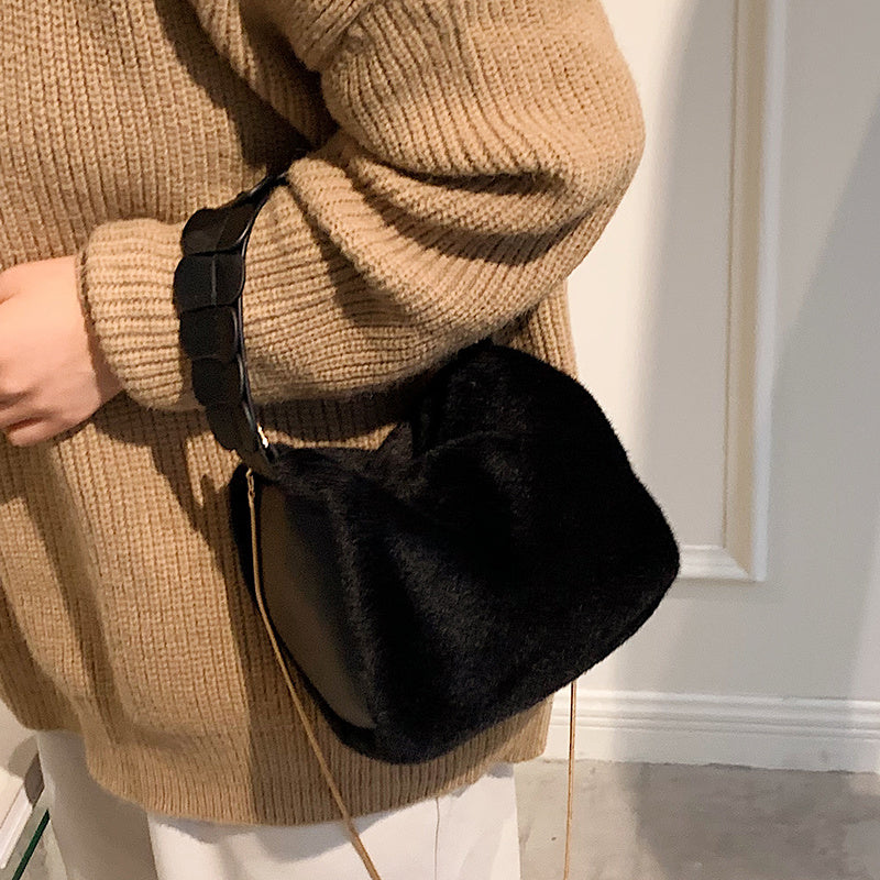 autumn and winter small furry crossbody hand bag female bags