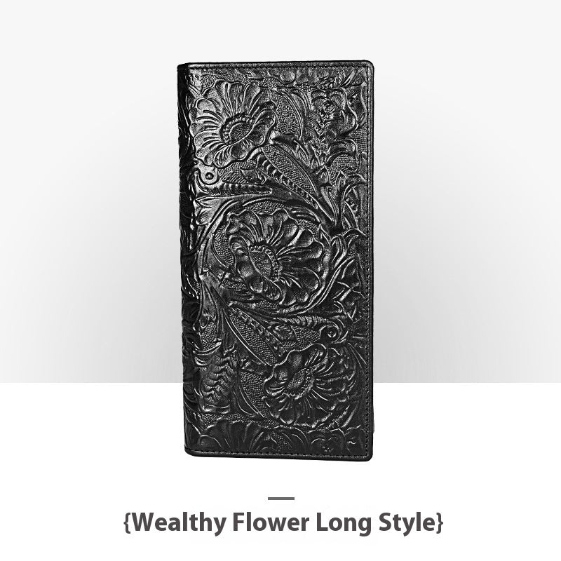 personalized retro handmade embossed leather wallet for man