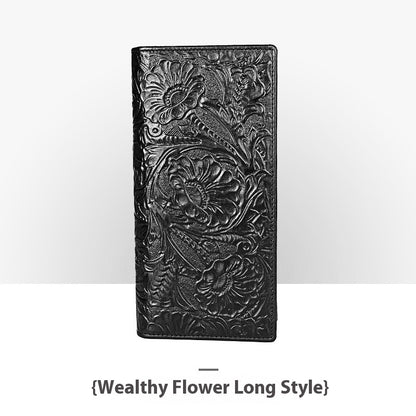 personalized retro handmade embossed leather wallet for man