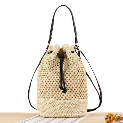 Simple Fashion All-match Handbag Bucket Woven Bag