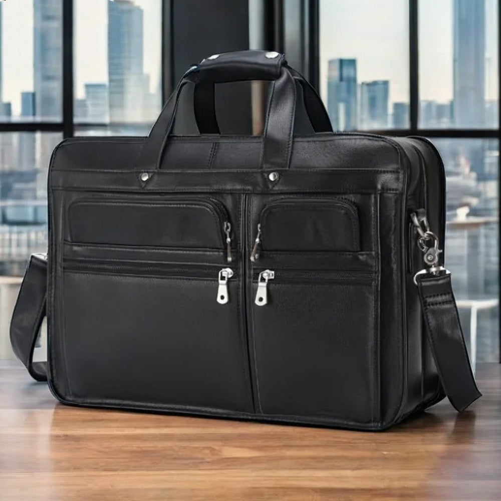 tiding leather leather business first layer cowhide 17 inch laptop bag