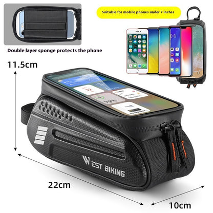 bicycle upper tube hard shell front beam bag