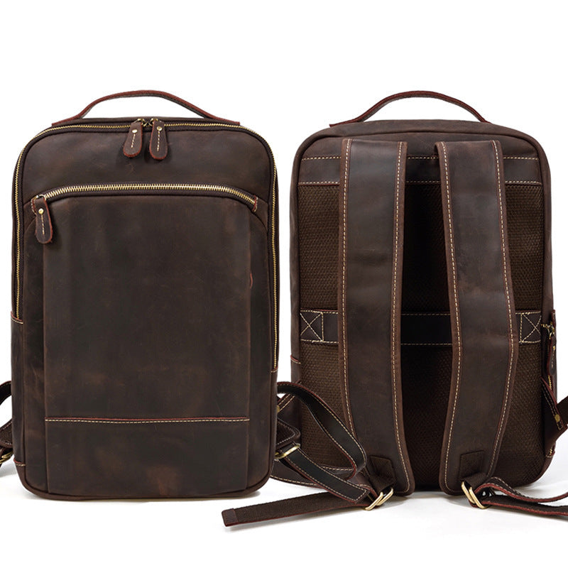 high end mens leather large capacity backpack 16 inch