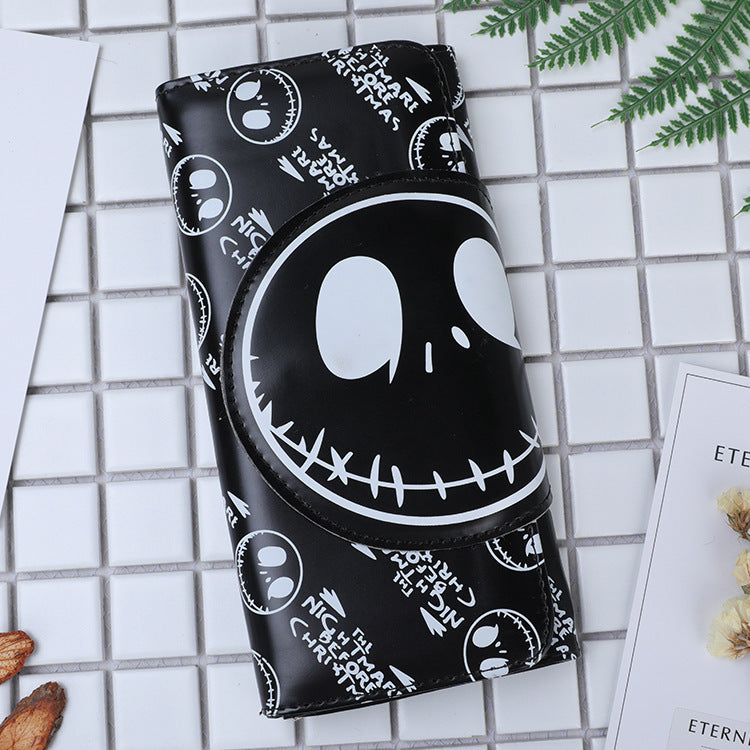 skull long buckle wallet clutch