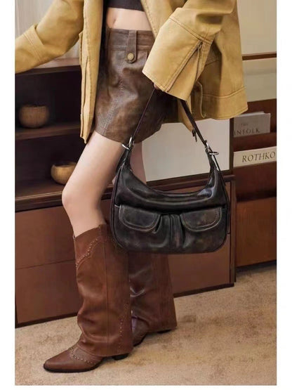 one shoulder maillard distressed underarm bag women