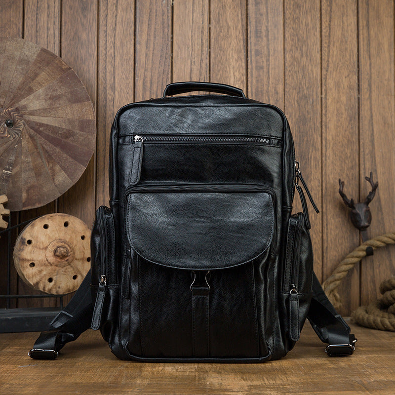 casual cowhide large capacity backpack mens dermal leather mens backpack schoolbag fashion