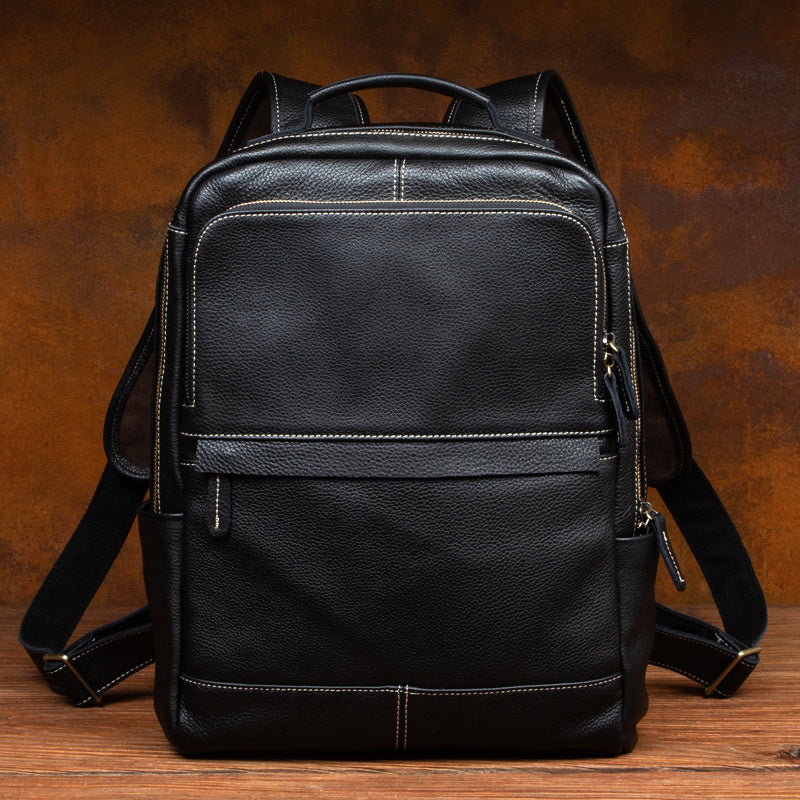 retro genuine leather casual top layer cowhide handmade business computer backpack