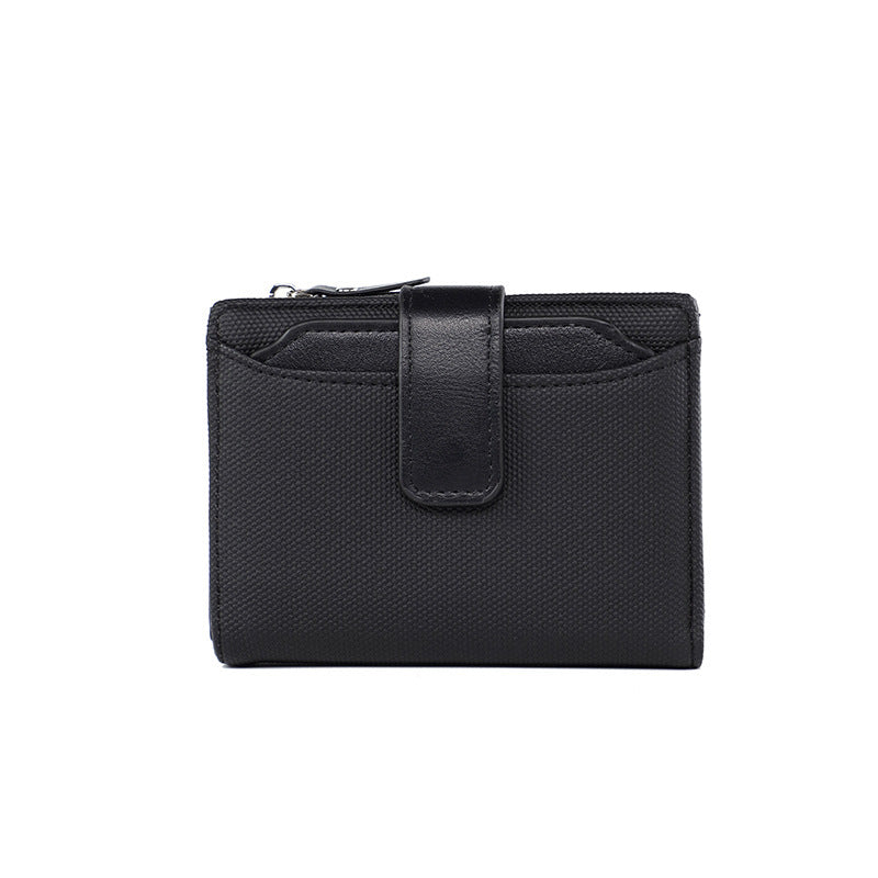 womens short solid color leather wallet