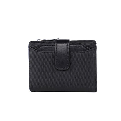 womens short solid color leather wallet