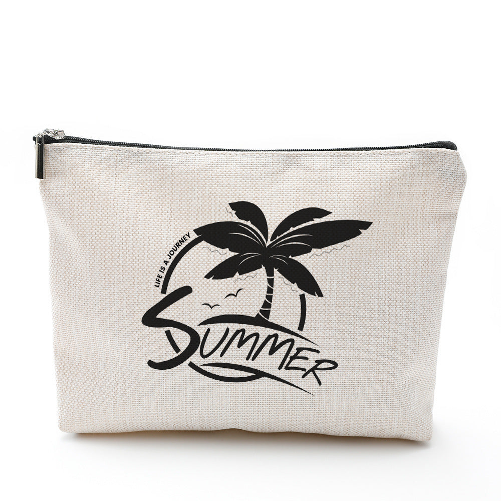 cosmetic bag waterproof cotton linen zipper bag