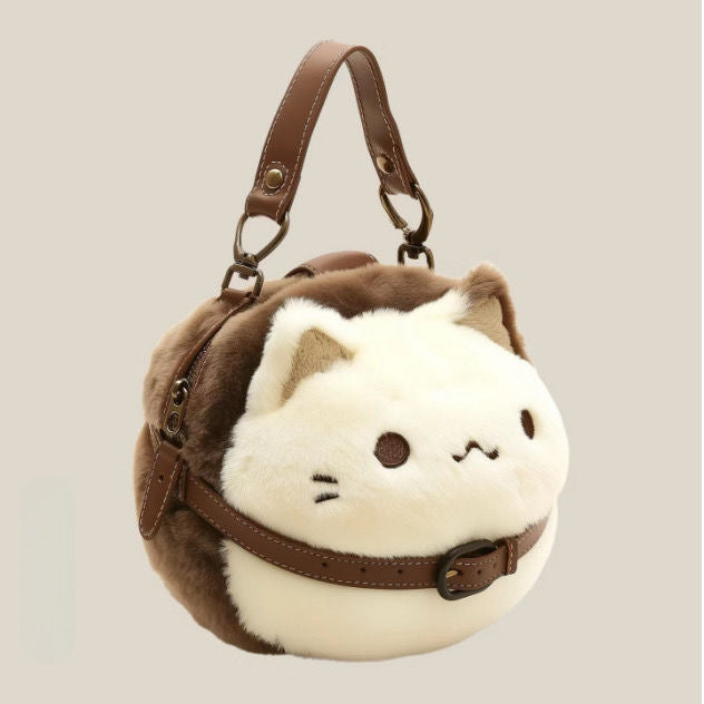 cartoon cute plush cat handbag small