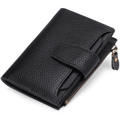 womens leather short wallet european and american milled first layer cowhide wallet wallet