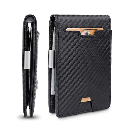 mens card holder fiber leather money clip wallet