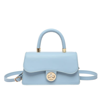 Spring Womens Commuter Light-Luxury Solid-Colored Crossbody Bag With Lock Closure