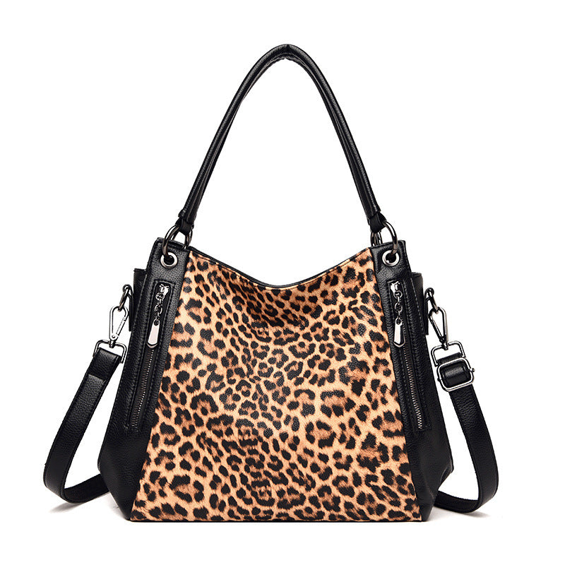 urban simple large capacity leopard print fashion womens bag