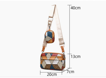 retro fashion stitching contrast color small square bag