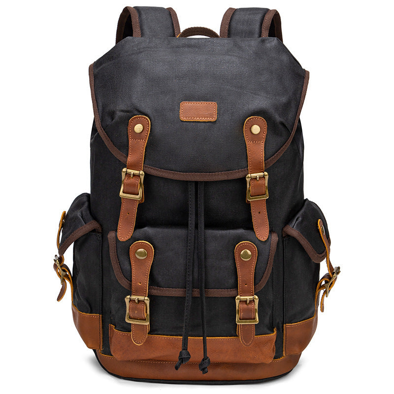 large capacity waterproof outdoor canvas vintage backpack