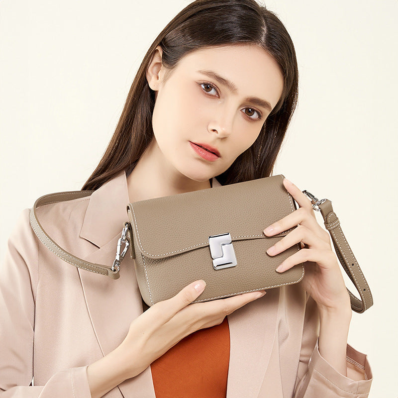 genuine leather square bag women