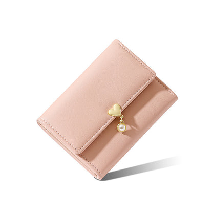 mini womens cute tri fold love wallet