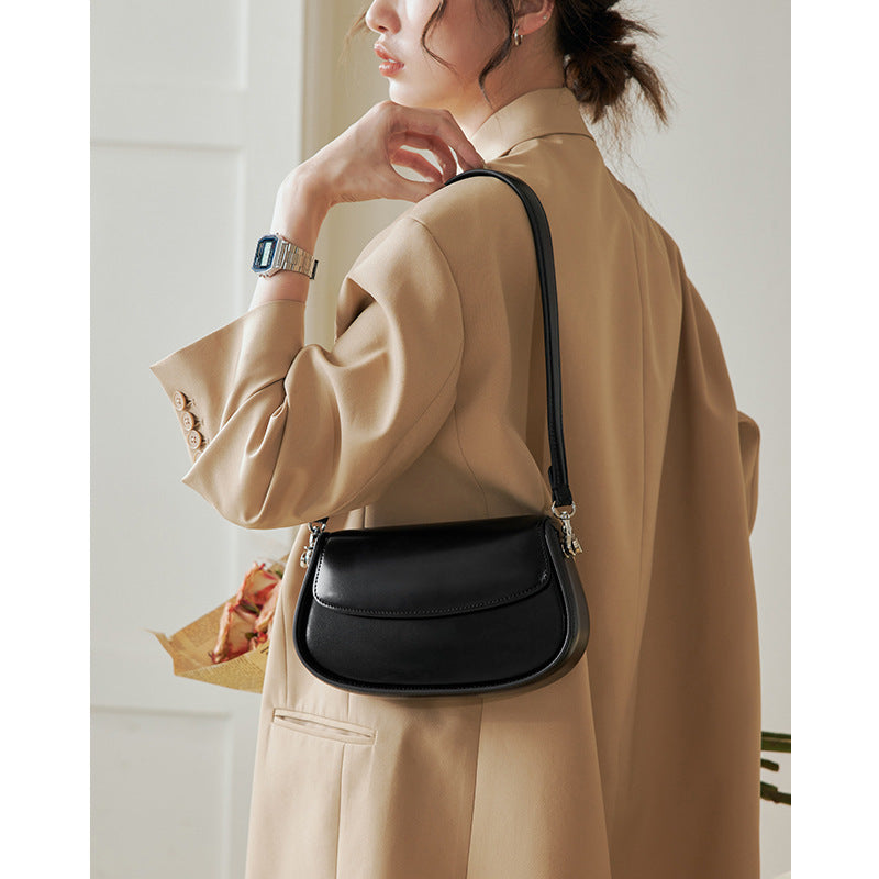 fashion underarm bag saddle bag crossbody genuine leather bag