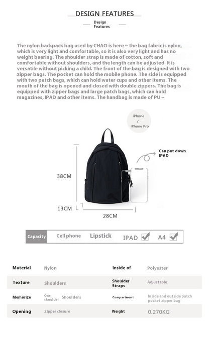 convenient travel casual nylon backpack