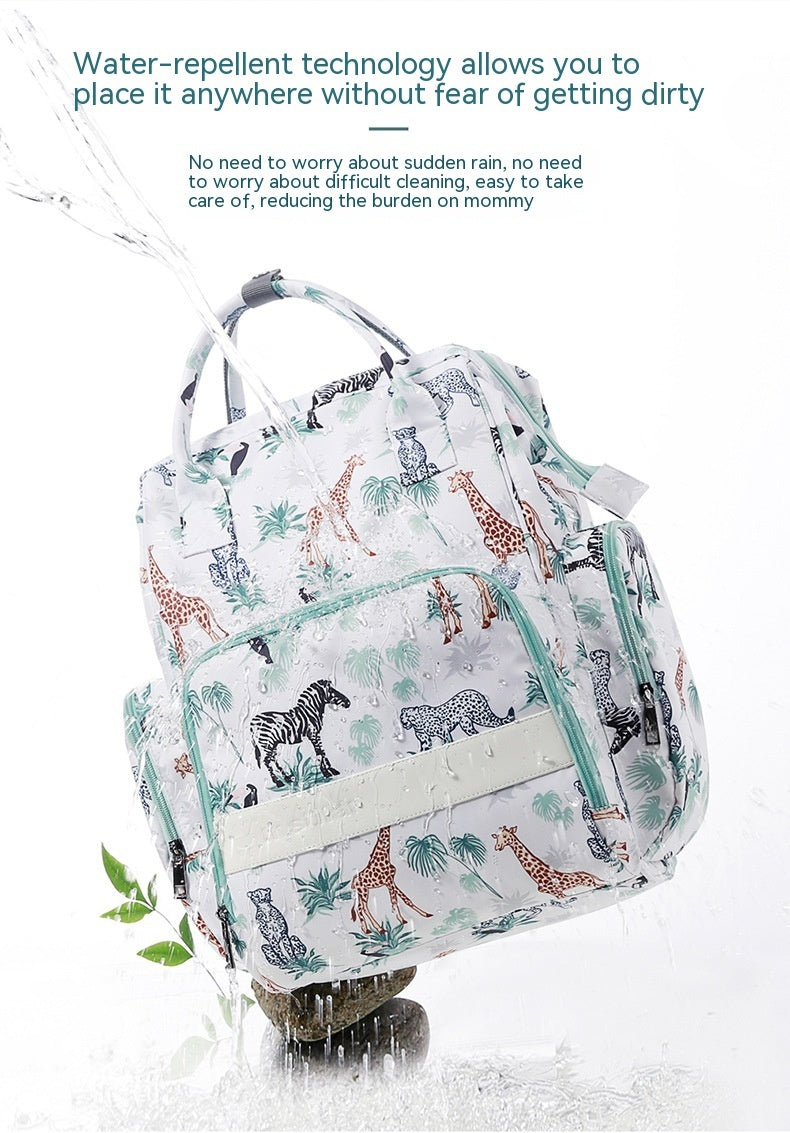 fashion waterproof printed nylon multi functional large capacity backpack portable mummy bag