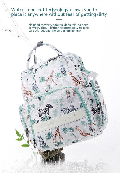 fashion waterproof printed nylon multi functional large capacity backpack portable mummy bag