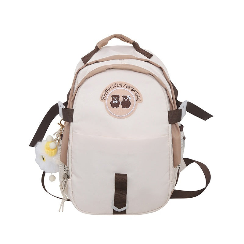 junior high school student bear schoolbag good looking korean female travel backpack