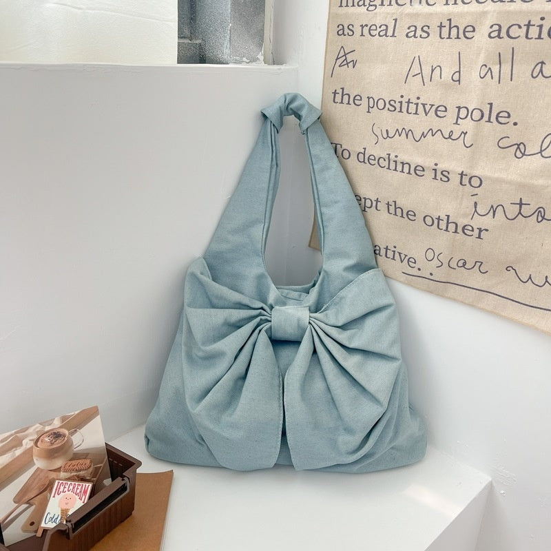 large-capacity-bow-shoulder-underarm-tote-bag-washed-denim-canvas-bag