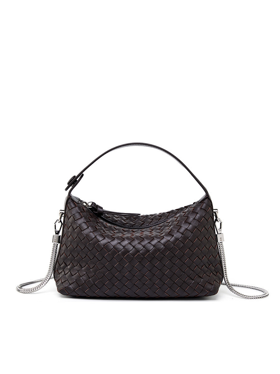 niche-authentic-leather-weave-dumpling-bag