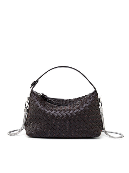 niche-authentic-leather-weave-dumpling-bag