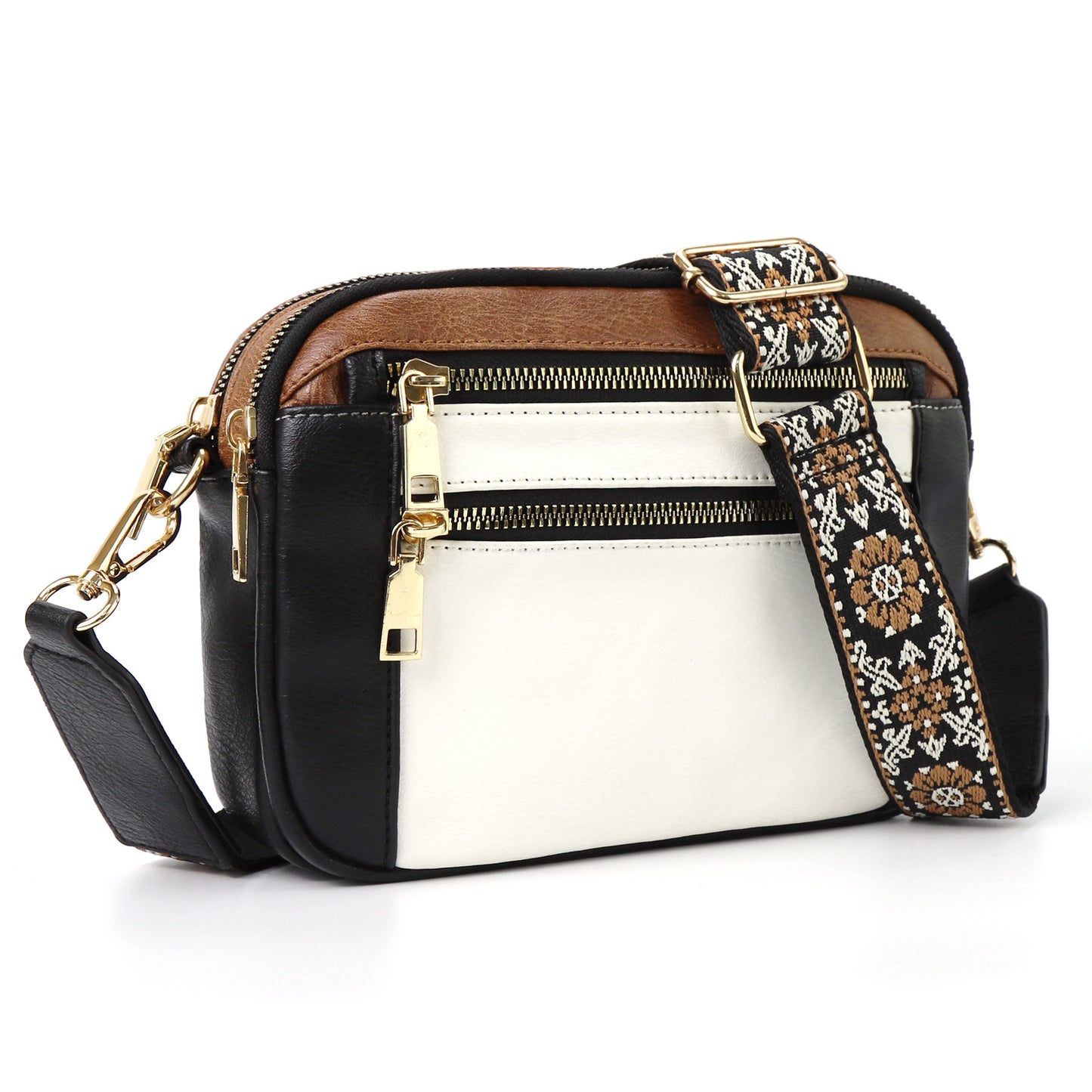womens fashion colorblock multi functional pu shoulder bag