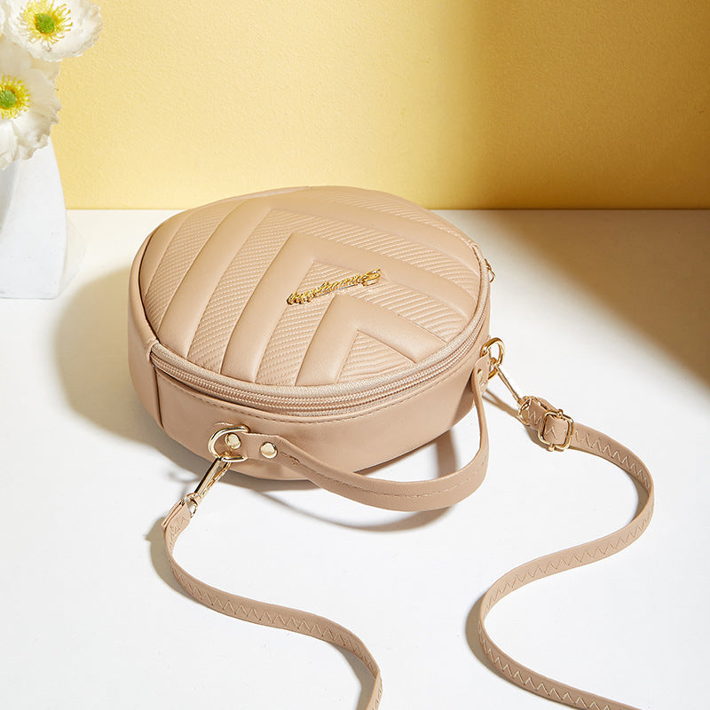 retro small round bag korean texture embossing