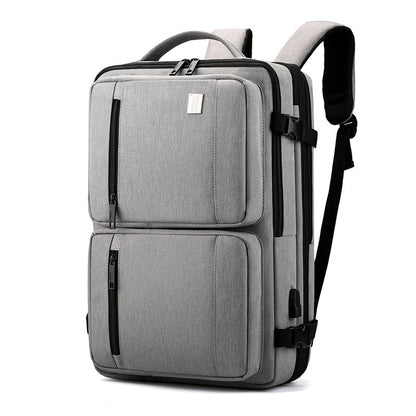 mens business travel solid color large capacity backpack