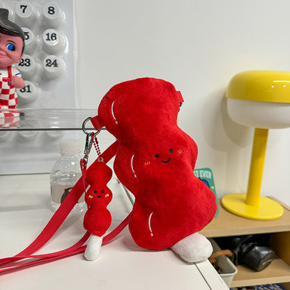 creative sugar coated haws on a stick plush crossbody bag