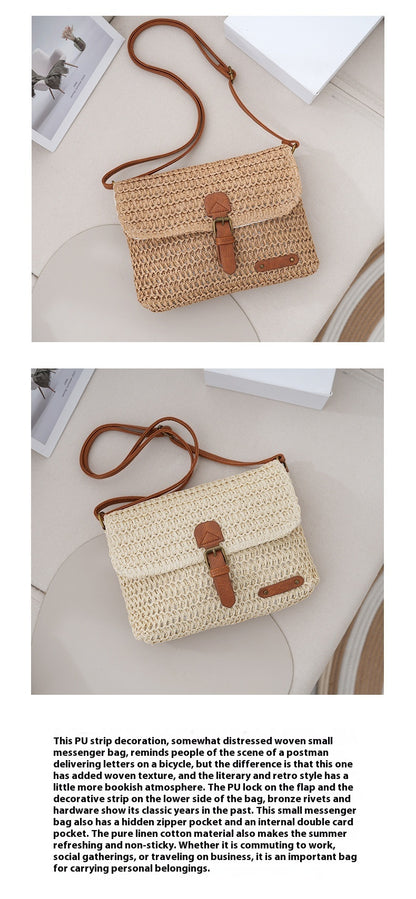 womens summer beach travel crossbody straw bag