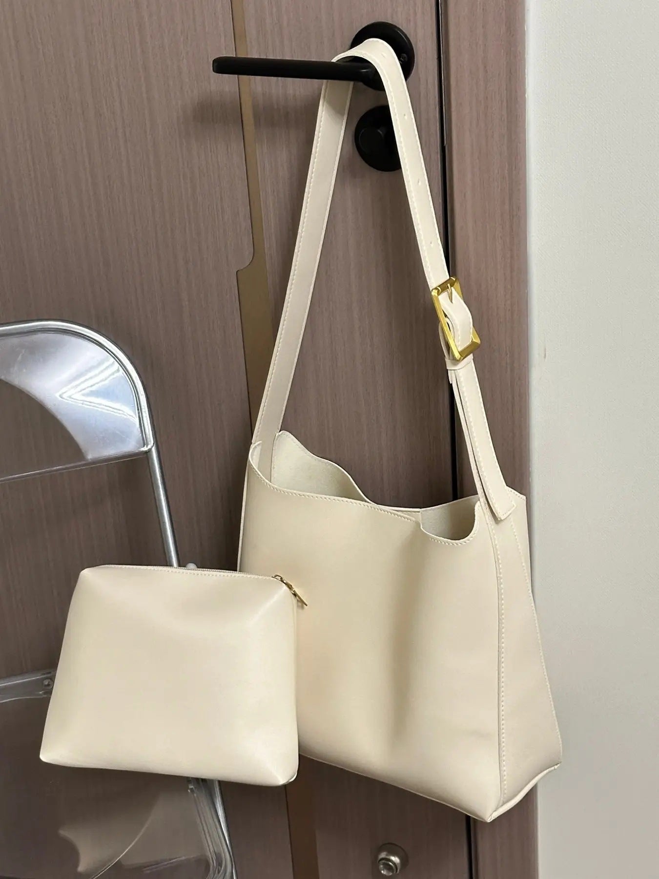 new fashion all match bucket large capacity simple casual two piece suit shoulder messenger bag
