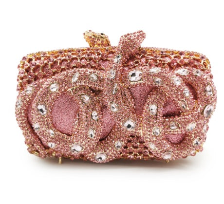 python diamond studded dinner bag magnetic clasp chain clutch