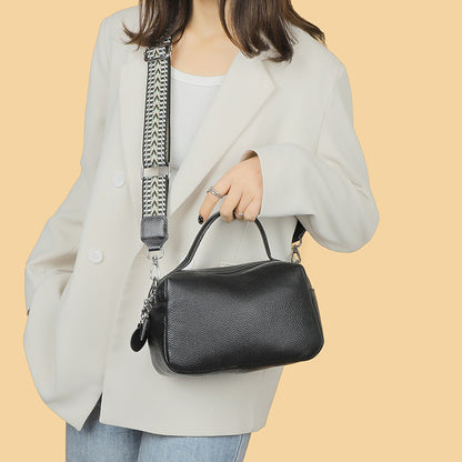 First Layer Cowhide Leather Single-shoulder Bag Summer New Classic Double Pull Large Capacity