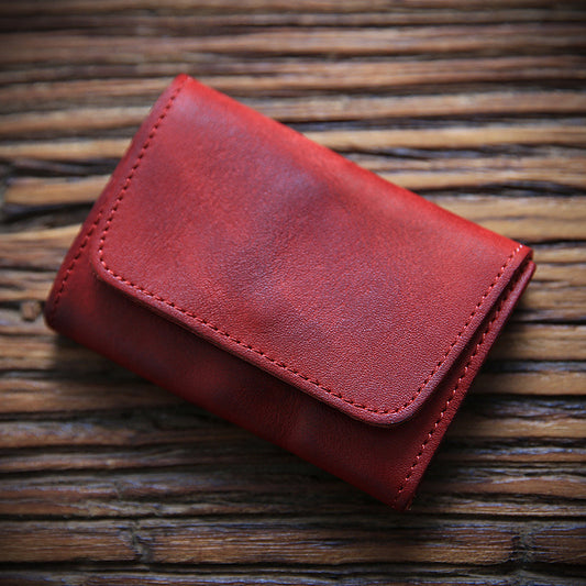 mens retro top layer cowhide short wallet