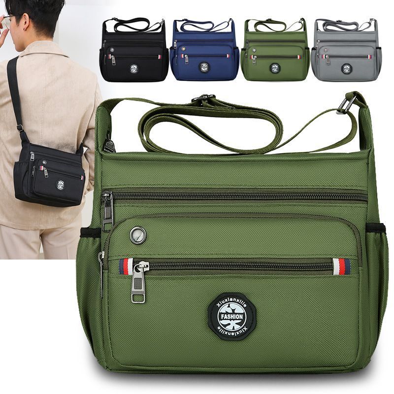 large capacity mens shoulder multi pocket messenger bag