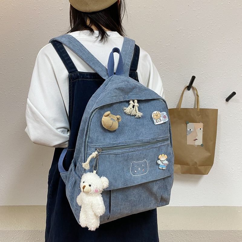 high school and college student corduroy all match corduroy backpack