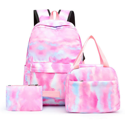 three piece girl starry sky graffiti printing primary school student schoolbag lightweight waterproof backpack