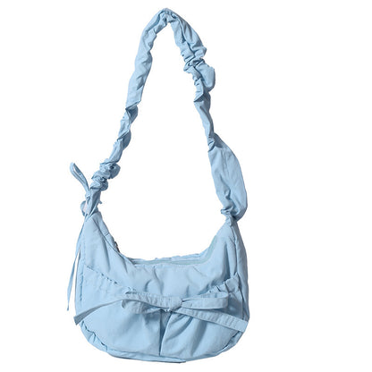 Temperament Wild Nylon Pleated Bow Girls' One-shoulder Bag