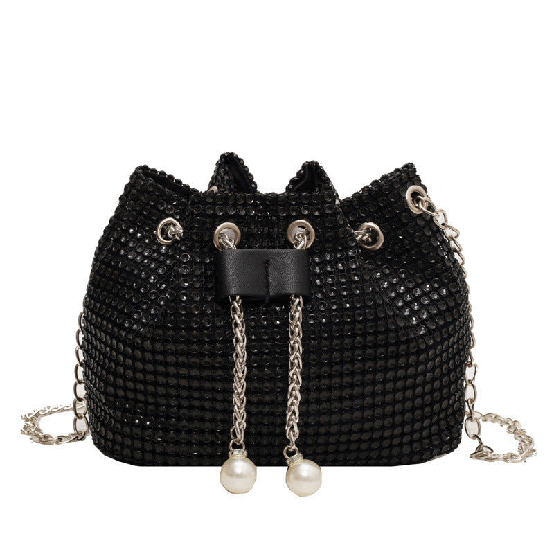 womens crossbody rhinestone bucket bag