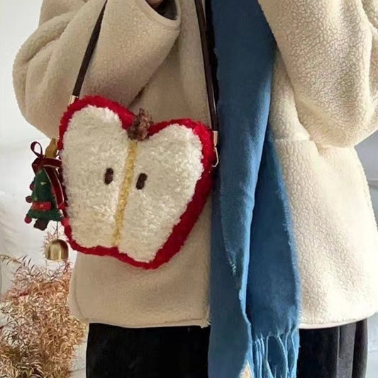 christmas plush crossbody shoulder bag
