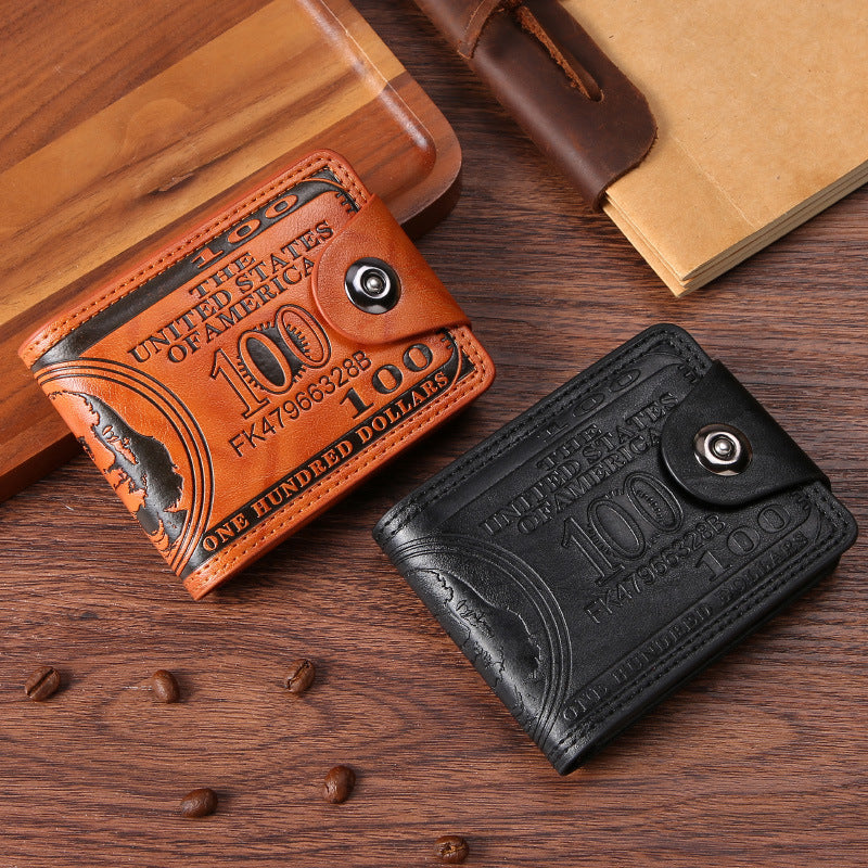 personalized dollar wallet mens two fold buckle multiple card slots wallet purse